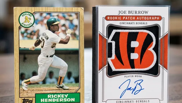 A standard sports card and a thick patch card displayed side by side